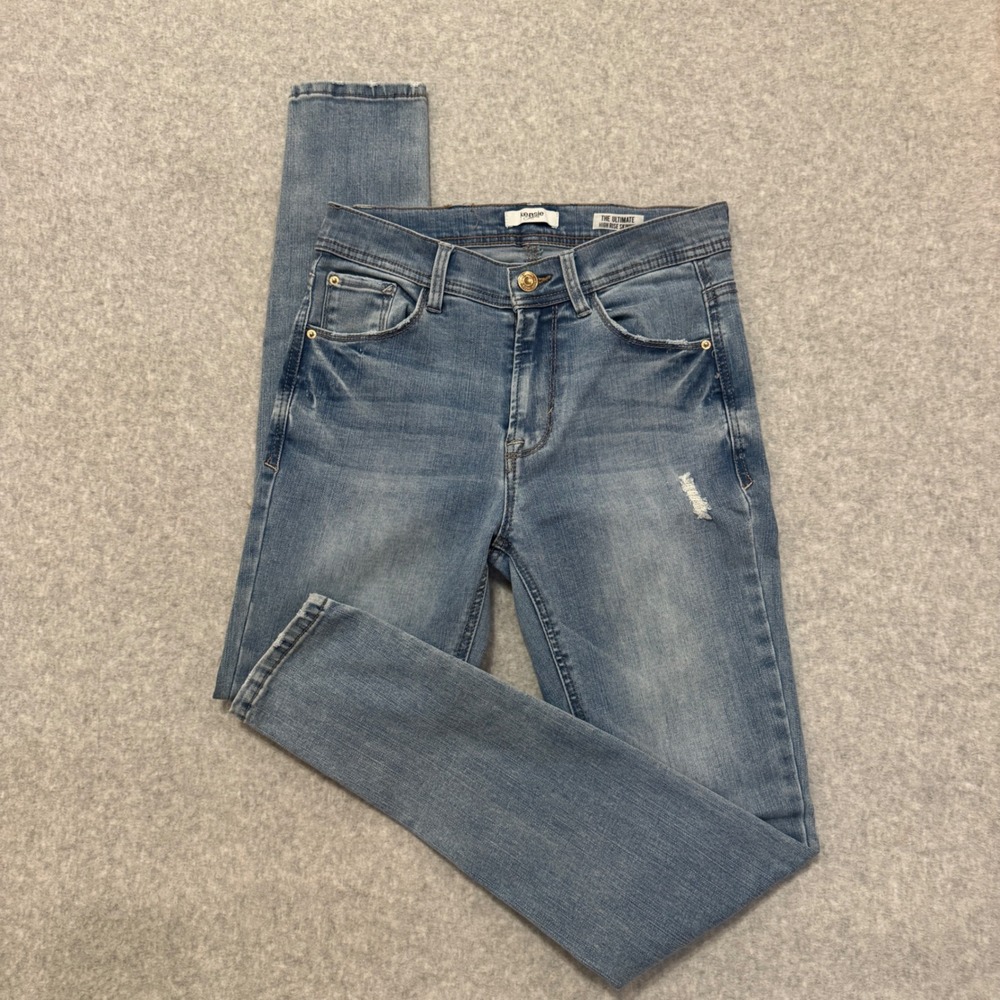 Kensie Jeans The Ultimate High‎ Rise Skinny Blue Distressed Denim Size 2/26